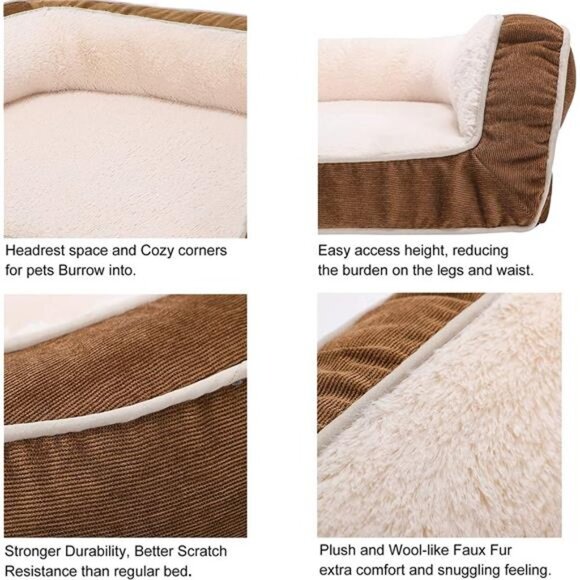 Orthopedic Dog Beds, with Egg Foam Mattress and Removable Washable Brown, Small) - Picture 6 of 6